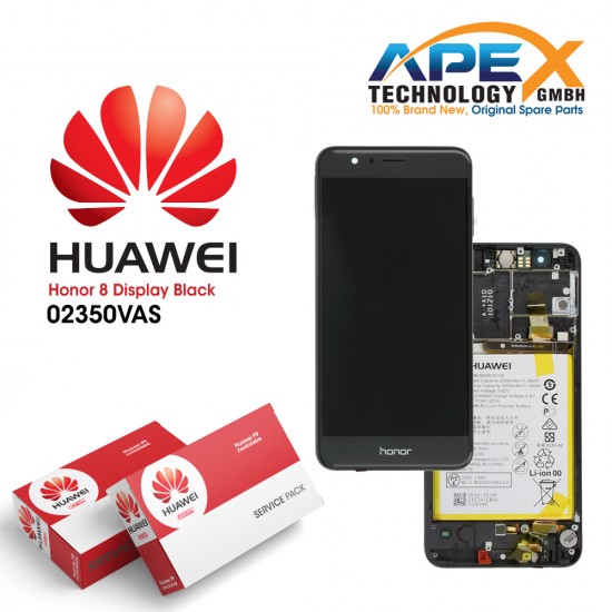 Huawei Honor 8 Display module LCD / Screen + Touch + Battery - Black 02350VAS