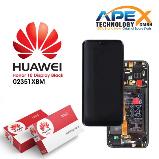 Huawei Honor 10 Display module LCD / Screen + Touch + Battery Assembly - Midnight Black - 02351XBM