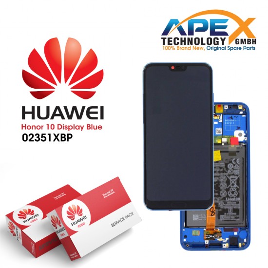 Huawei Honor 10 Display module LCD / Screen + Touch + Battery Assembly - Blue - 02351XBP