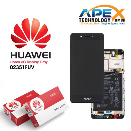 Huawei Honor 6C Display module LCD / Screen + Touch - Battery - Grey - 02351FUV