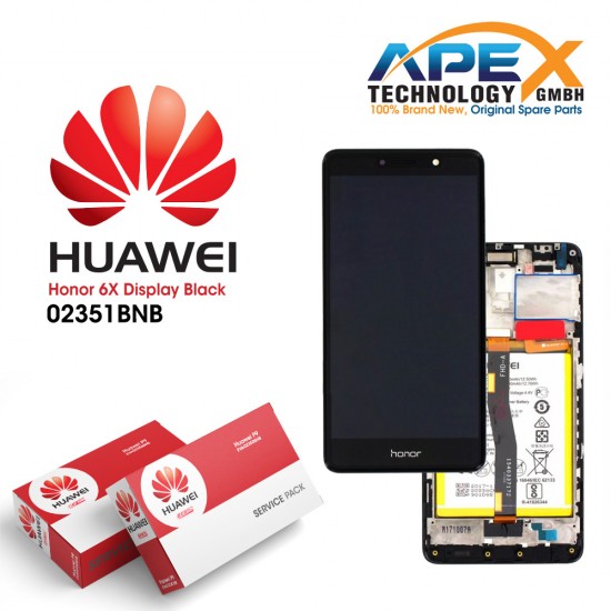 Huawei Honor 6X Premium Display module LCD / Screen + Touch + Battery Assy - Grey - 02351BNB