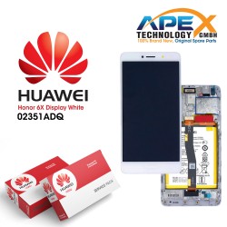 Huawei Honor 6X Display module LCD / Screen + Touch + Battery - White - 02351ADQ