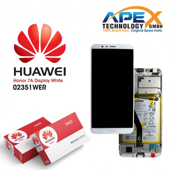 Huawei Honor 7A Display module LCD / Screen + Touch + Battery - White - 02351WER