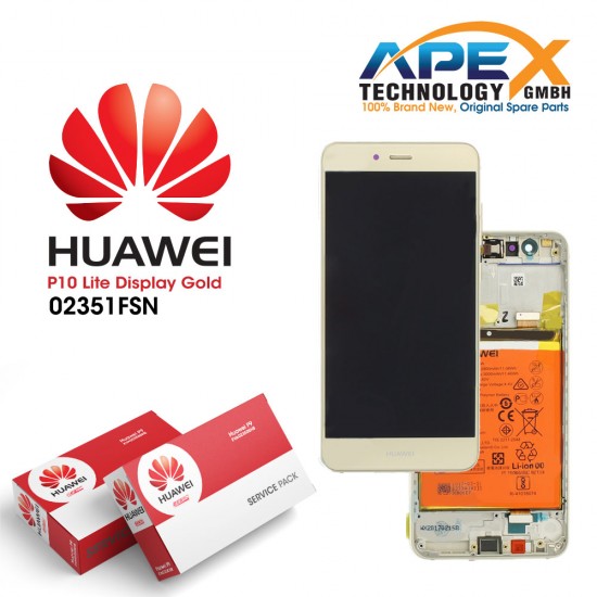 Huawei P10 Lite (WAS-L21) Display module LCD / Screen + Touch + Battery Gold 02351FSN