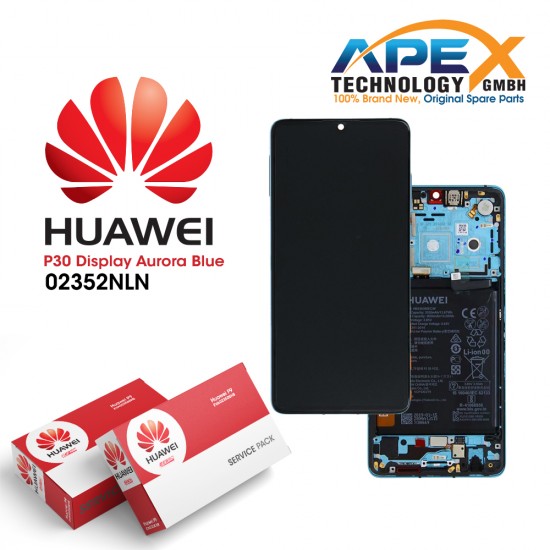 Huawei P30 (ELE-L09 ELE-L29) Display module LCD / Screen + Touch + Battery Aurora Blue 02352NLN