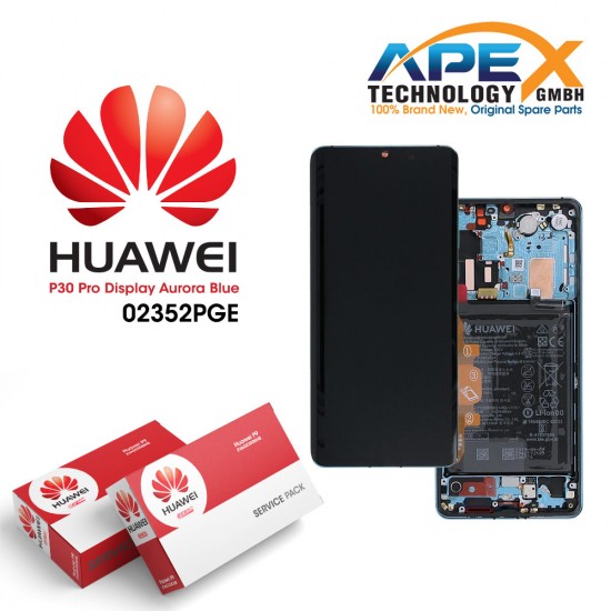 Huawei P30 Pro (VOG-L09 VOG-L29) Display module LCD / Screen + Touch + Battery Aurora Blue 02352PGE