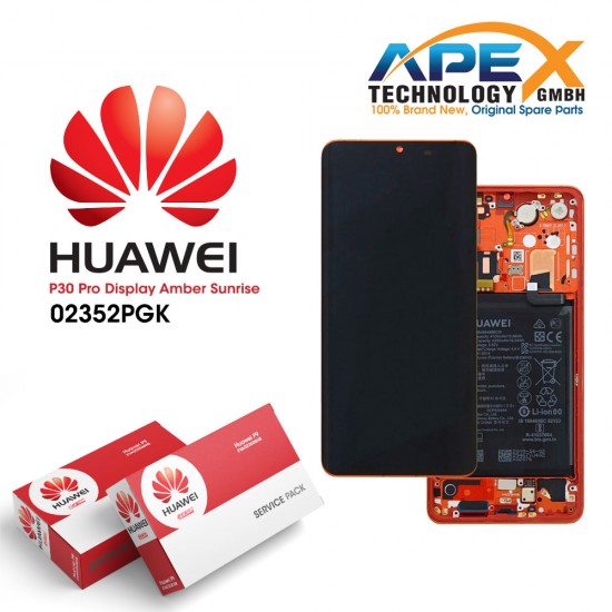Huawei P30 Pro (VOG-L09 VOG-L29) Display module LCD / Screen + Touch + Battery Amber Sunrise 02352PGK