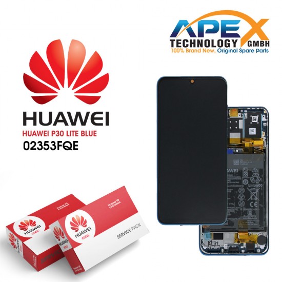 Huawei P30 Lite New Edition (MAR-L21BX) Display module LCD / Screen + Touch + Battery  Blue 02353FQE OR 02353DQS