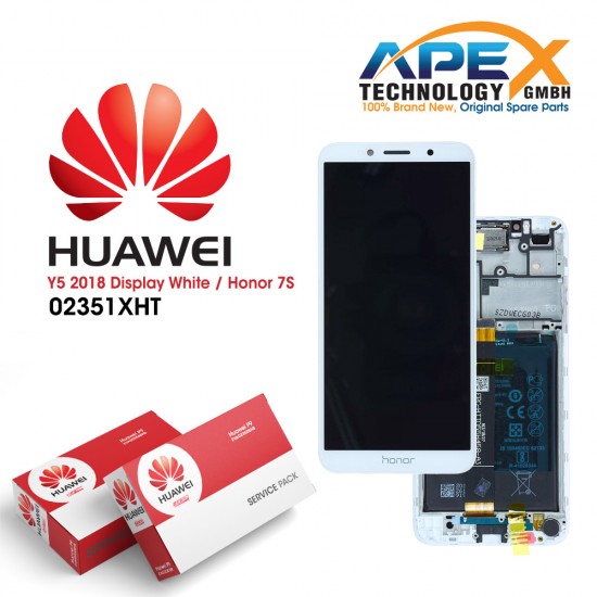 Huawei Honor 7S (2018) WHITE Display module LCD / Screen + Touch + Battery - White - 02351XHT