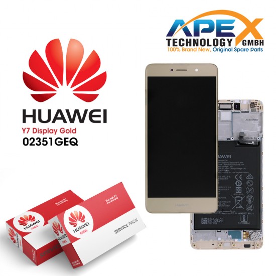 Huawei Y7 (TRT-L21) Display module LCD / Screen + Touch + Battery Gold 02351GEQ