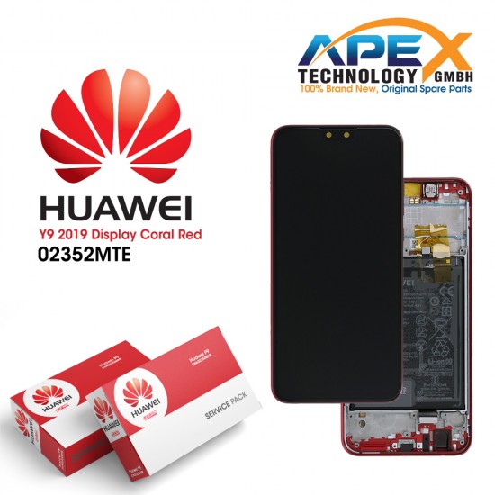 Huawei Y9 2019 (JKM-L23 JKM-LX3) Display module LCD / Screen + Touch + Battery Coral Red 02352MTE