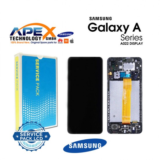 Samsung Galaxy SM-A022 (A02 2021) BLACK (With Frame) Display module LCD / Screen + Touch Black - GH82-25249A OR GH82-25250A