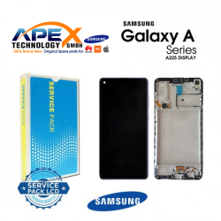 Samsung Galaxy A22 (SM-A225 4G) Display module LCD / Screen + Touch + Frame Black With Battery GH82-26241A