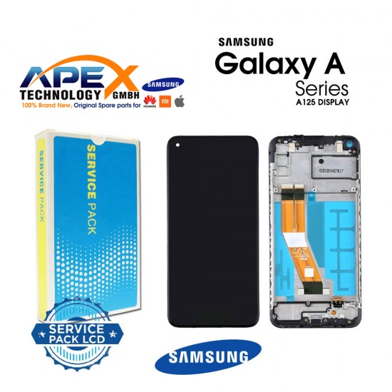 Samsung Galaxy SM-A125 (A12 2020) BLACK (With Frame) Display module LCD / Screen + Touch Black - GH82-24491A OR  GH82-24490A 