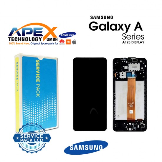 Samsung Galaxy A125 (A12 2020) BLACK (With Frame) LCD + BTRY Display module LCD / Screen + Touch Black + Battery - GH82-24708A OR GH82-24709A