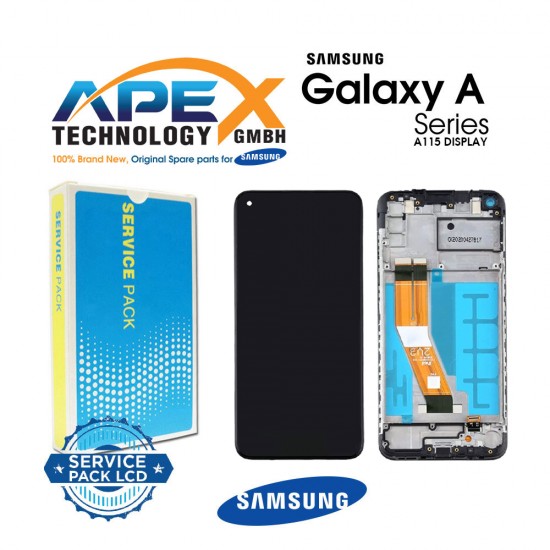 Samsung Galaxy A115 (A11 2020) BLACK (With Frame) Display module LCD / Screen + Touch - GH81-18760A
