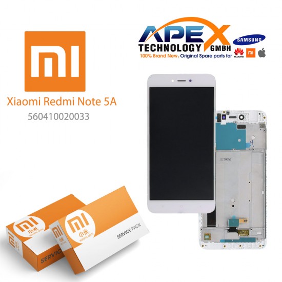 Xiaomi Redmi Note 5A Display module LCD / Screen + Touch White (Service Pack) 560410006033